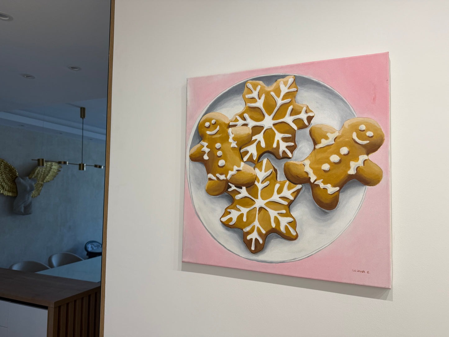 New Year Cookies 55x55cm - Original Acrylic Painting by Girl with Wings - Dejana Nežić ( Bačko )