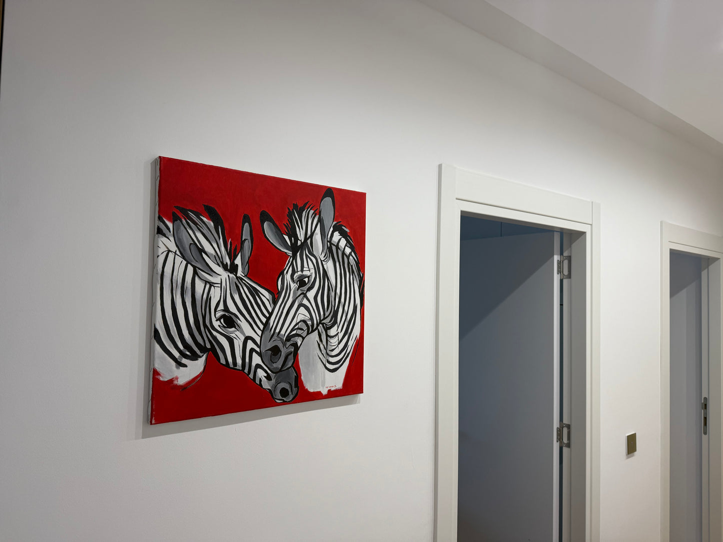 Two Zebras 55x55cm - Original Acrylic Painting by Girl with Wings - Dejana Nežić ( Bačko )