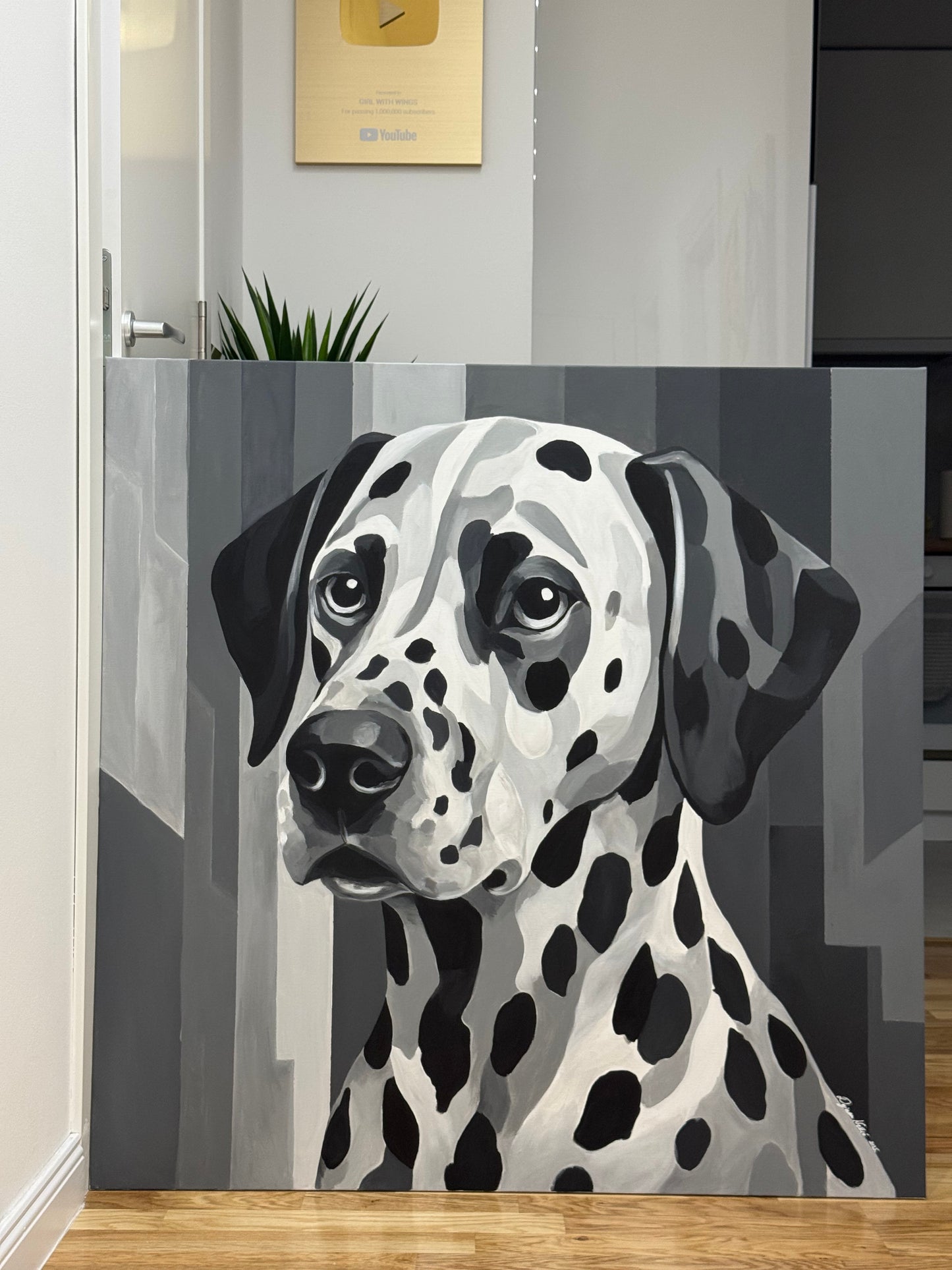 Dalmatian dog 100x100cm - Original Acrylic Painting by Girl with Wings - Dejana Nežić ( Bačko )