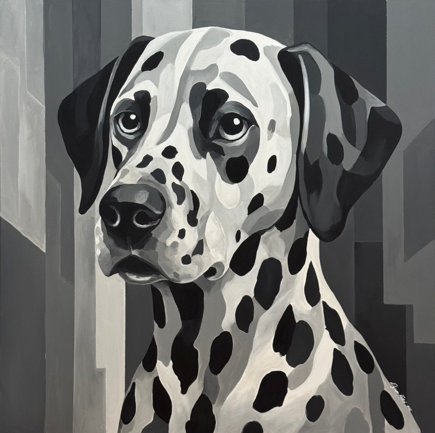 Dalmatian dog 100x100cm - Original Acrylic Painting by Girl with Wings - Dejana Nežić ( Bačko )