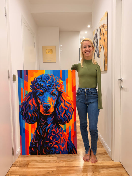 Pop Art Poodle 80x120  - Original Acrylic Painting by Girl with Wings - Dejana Nezic