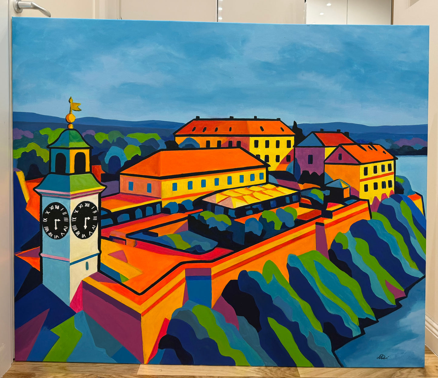 Petrovaradin Fortress 100x120cm - Original Acrylic Painting by Girl with Wings - Dejana Nežić ( Bačko )