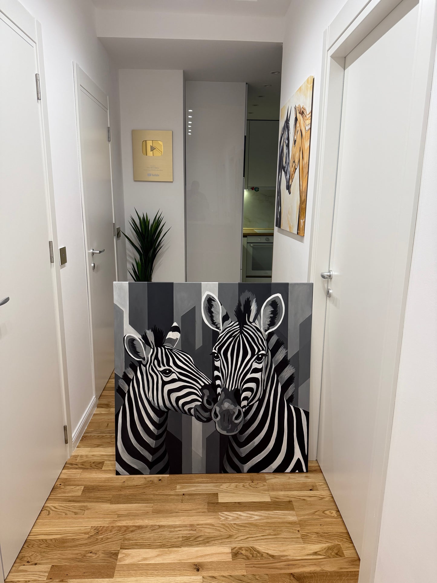 Two Zebras 100x100cm - Original Acrylic Painting by Girl with Wings - Dejana Nežić ( Bačko )