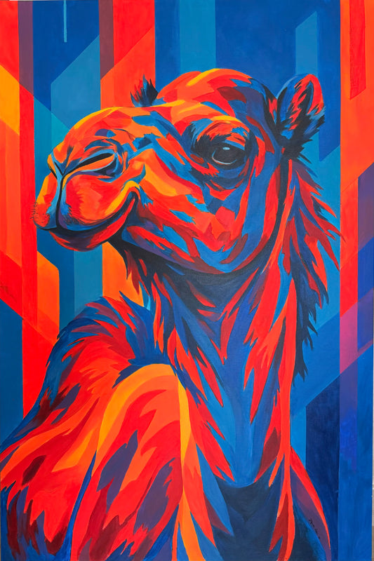Abarian Camel 80x120  - Original Acrylic Painting by Girl with Wings - Dejana Nezic