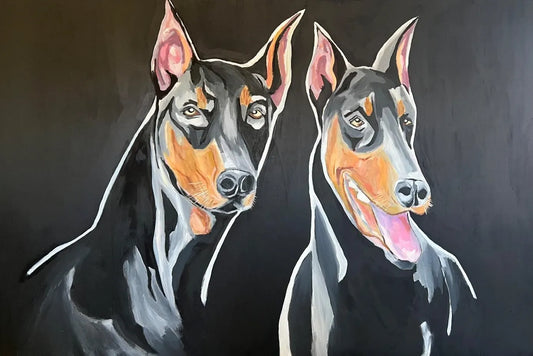 Two Dobermans 187x125cm  - Original Acrylic Painting by Girl with Wings - Dejana Nežić ( Bačko )