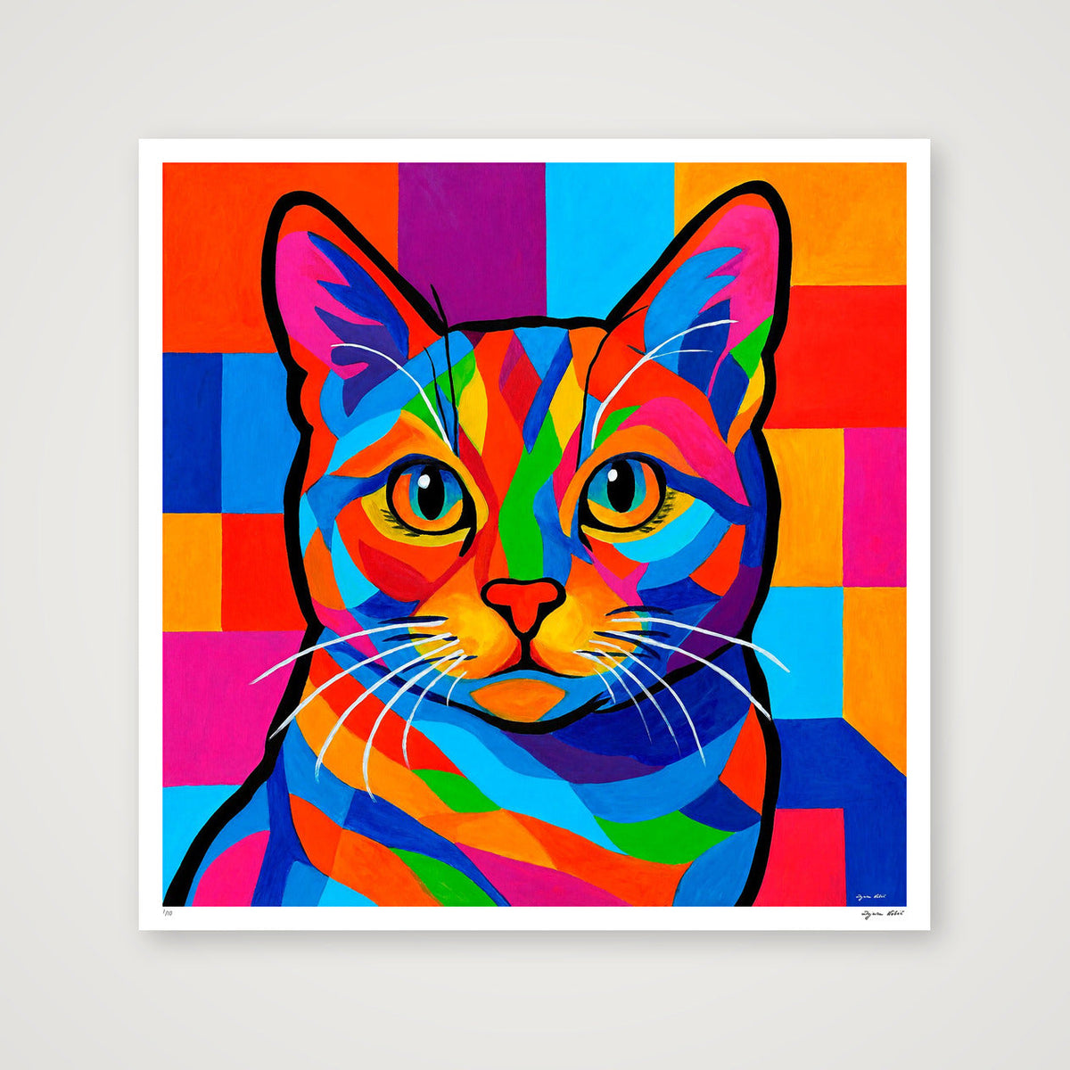Pop Art Cat — 100×100cm, 39×39" Print only