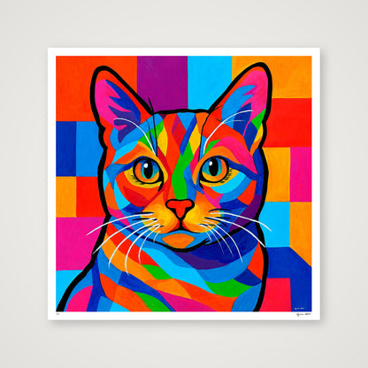 Pop Art Cat — 100×100cm, 39×39" Print only