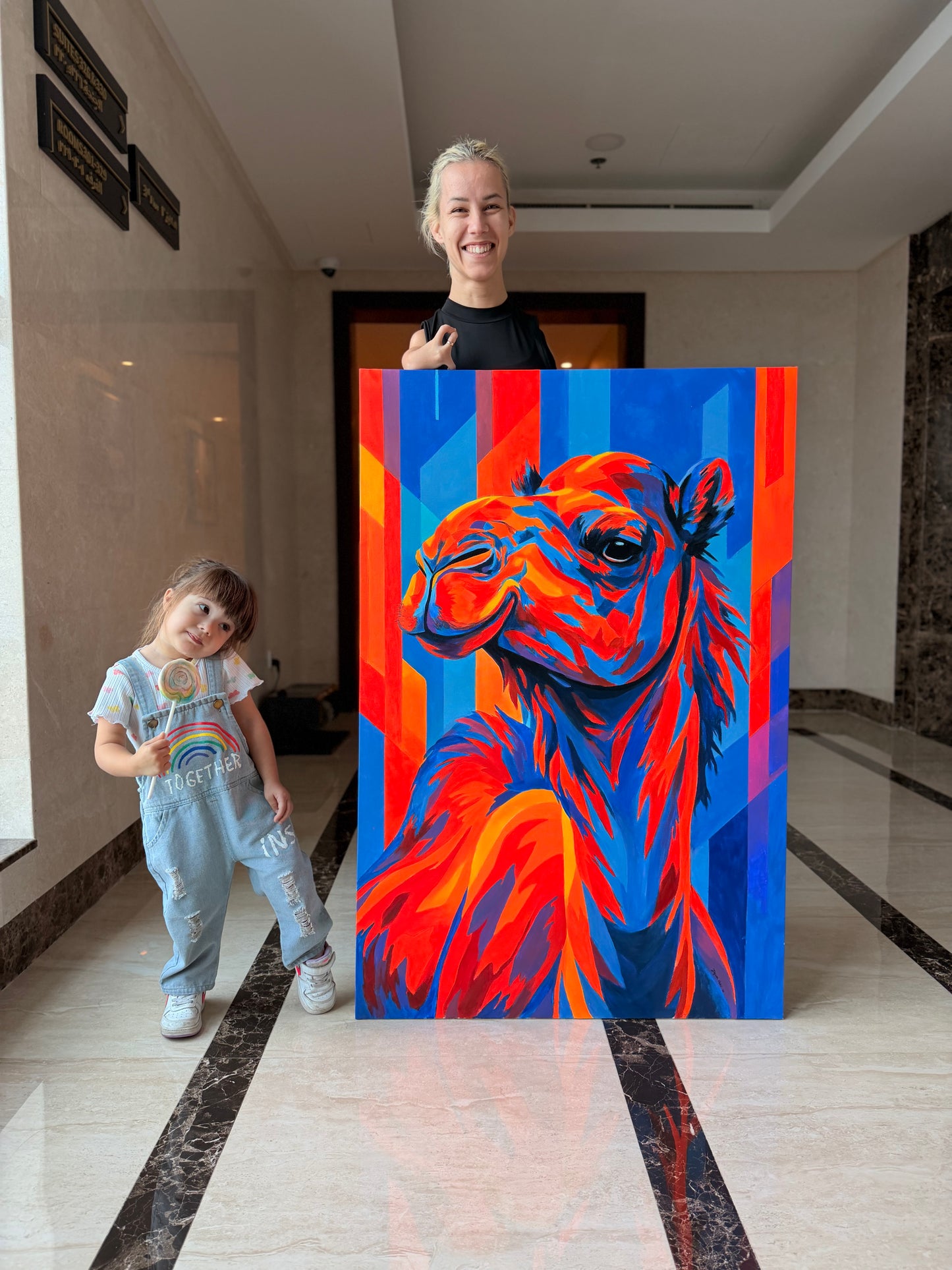 Abarian Camel 80x120  - Original Acrylic Painting by Girl with Wings - Dejana Nezic