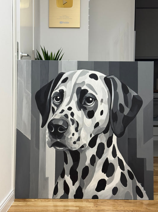 Dalmatian dog 100x100cm  - Original Acrylic Painting by Girl with Wings - Dejana Nežić ( Bačko )