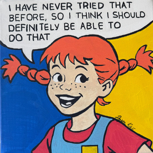 Pop art Pipi Longstocking 25x25cm  - Original Acrylic Painting by Girl with Wings - Dejana Nežić ( Bačko )