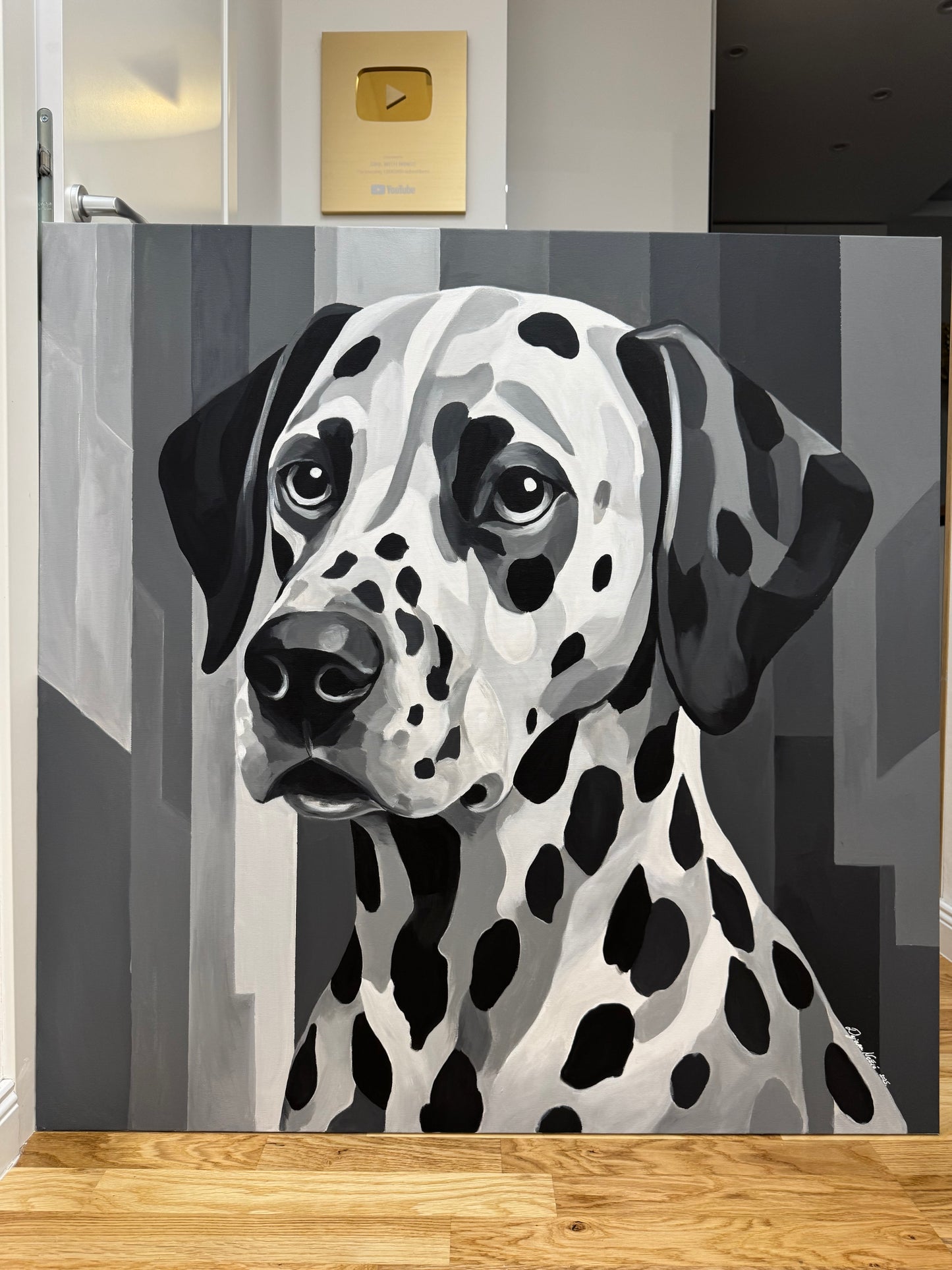 Dalmatian dog 100x100cm  - Original Acrylic Painting by Girl with Wings - Dejana Nežić ( Bačko )