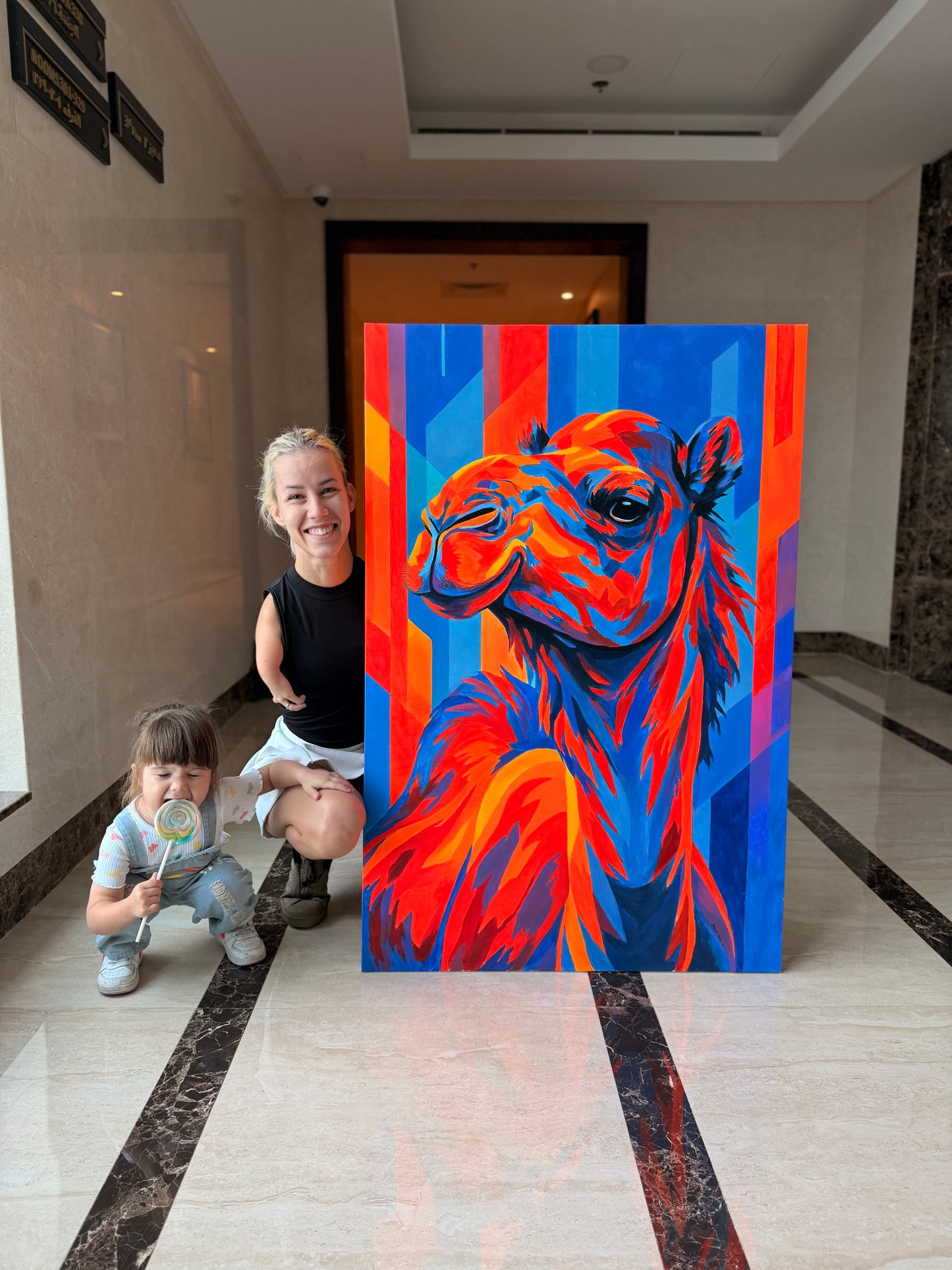 Abarian Camel 80x120  - Original Acrylic Painting by Girl with Wings - Dejana Nezic