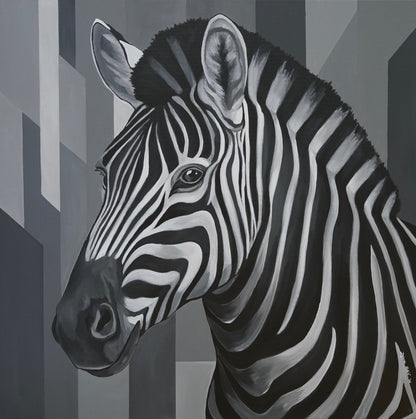Black & White Zebra Original 100 × 100 cm / 39.4 × 39.4 in