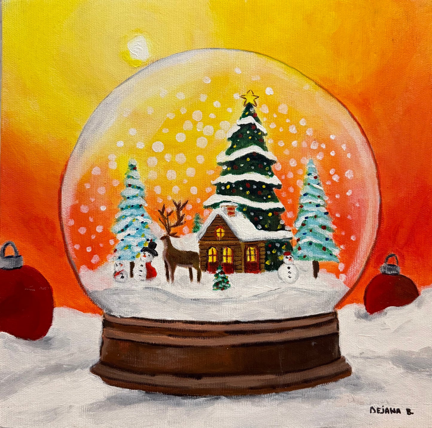 New Years Motive 30x30  - Original Acrylic Painting by Girl with Wings - Dejana Nežić ( Bačko )