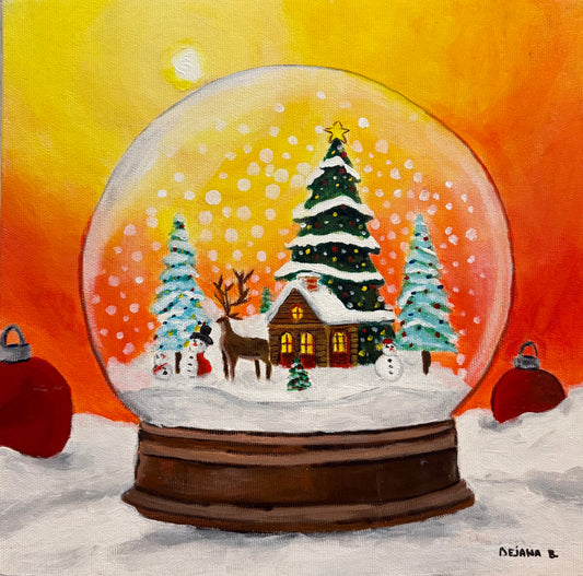 New Years Motive 30x30  - Original Acrylic Painting by Girl with Wings - Dejana Nežić ( Bačko )
