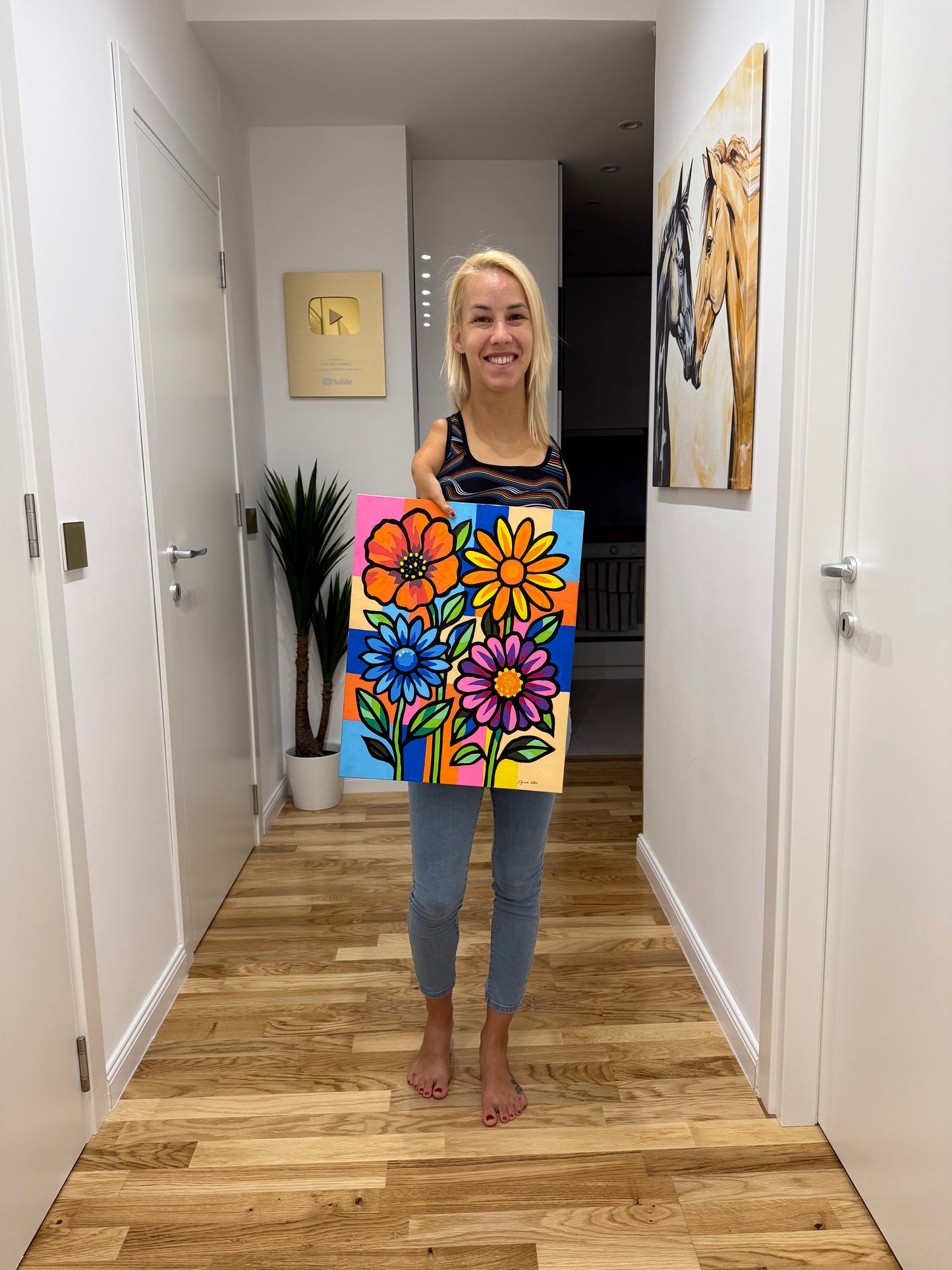 Pop art flowers 40x50cm  - Original Acrylic Painting by Girl with Wings - Dejana Nezic