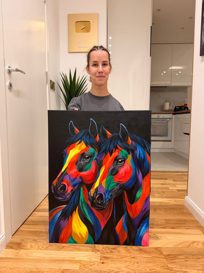 Dva Pop art konja 60x80cm