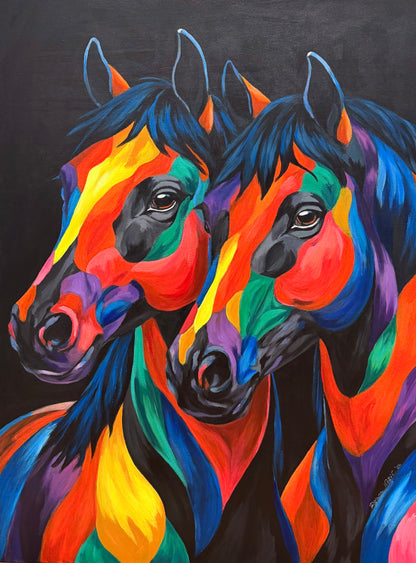 Dva Pop art konja 60x80cm