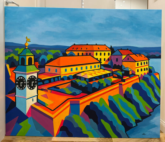 Petrovaradin Fortress 100x120cm  - Original Acrylic Painting by Girl with Wings - Dejana Nežić ( Bačko )