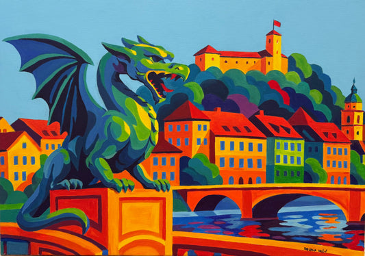Ljubljana 50x70cm  - Original Acrylic Painting by Girl with Wings - Dejana Nežić ( Bačko )