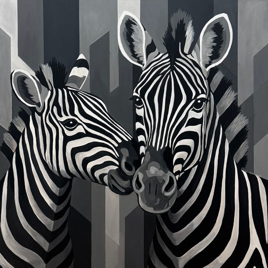 Two Zebras 100x100cm  - Original Acrylic Painting by Girl with Wings - Dejana Nežić ( Bačko )