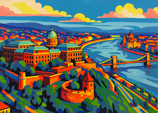 Colorful Budapest Original Painting 60 × 80 cm / 23.6 × 31.5 in