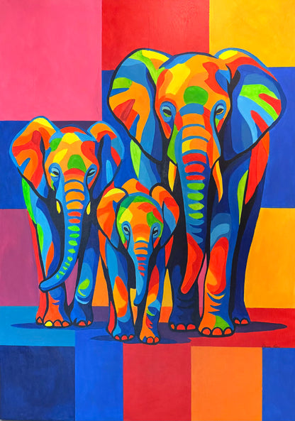Family of Elephants Original 100 × 70 cm / 39.4 × 27.6 in