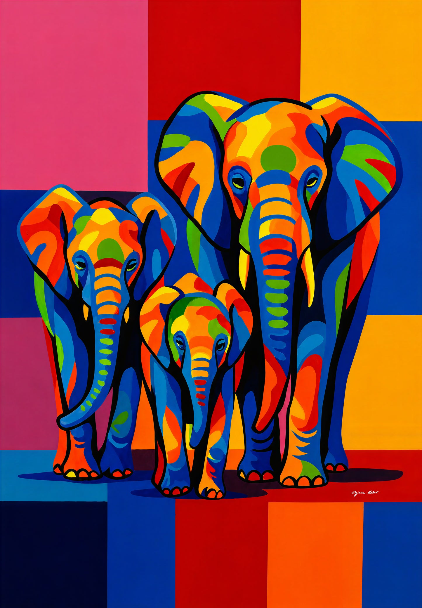 Family of Elephants – Fine Art Canvas Print
