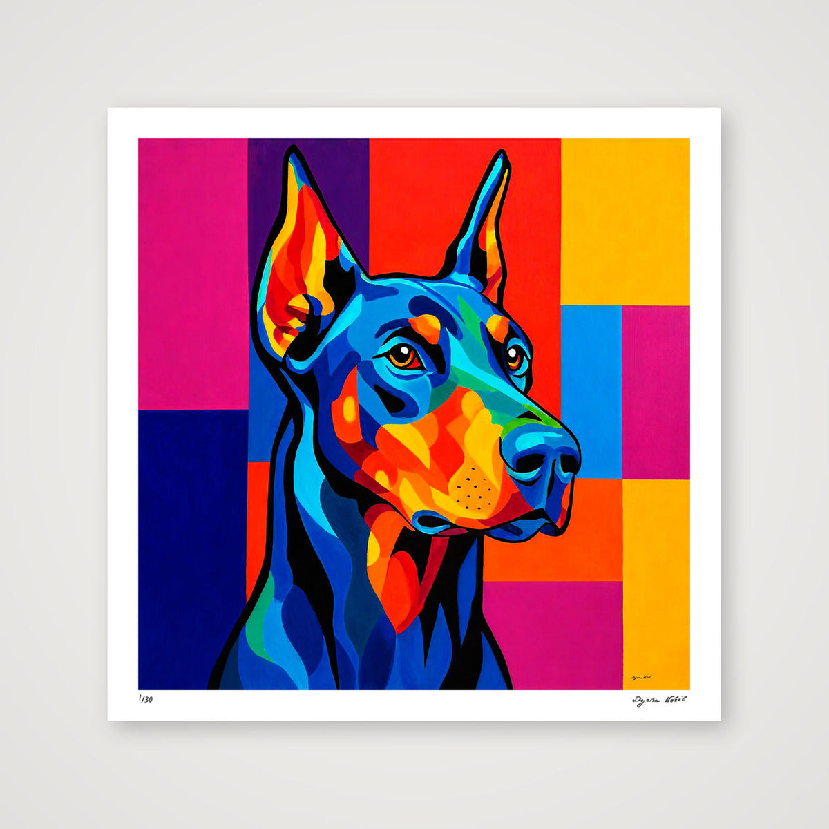 Pop Art Doberman — 50×50cm, 20×20" Print only